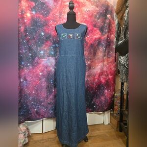 Vintage New With Tags Sears Denim Dress Embroidered Size 14-16